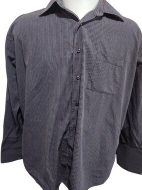 Bellissimo Mens Long Sleeve Pinstripe Button Up Shirt cufflink 17.5‎ XL